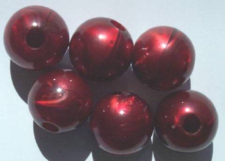 6 20mm Satin Red Black Swirl Vintage Acrylics