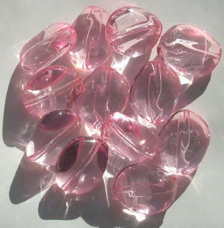 12 26x20mm Acrylic Pink Oval Nuggets