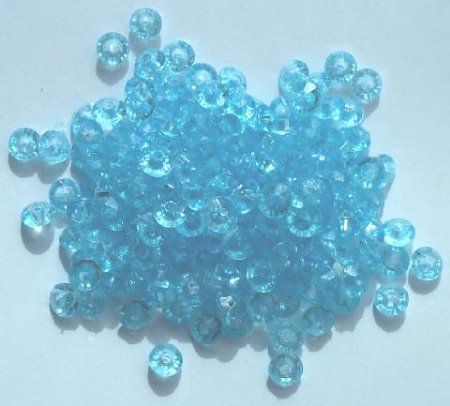 200 3x6mm Faceted Acrylic Rondelle Beads - Transparent Aqua