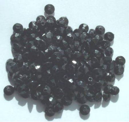 200 3x6mm Faceted Acrylic Rondelle Beads - Black