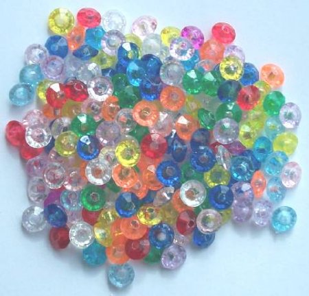 200 3x6mm Faceted Acrylic Rondelle Beads - Transparent Mix Pack