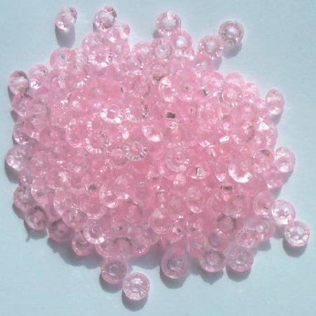 200 3x6mm Faceted Acrylic Rondelle Beads - Transparent Pink