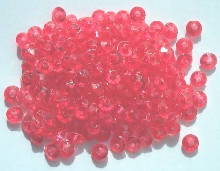 200 3x6mm Faceted Acrylic Rondelle Beads - Transparent Raspberry