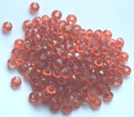 200 3x6mm Faceted Acrylic Rondelle Beads - Transparent Rootbeer