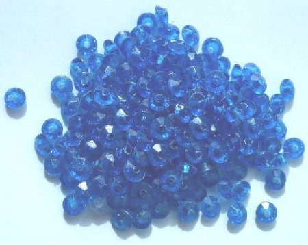 200 3x6mm Faceted Acrylic Rondelle Beads - Transparent Sapphire