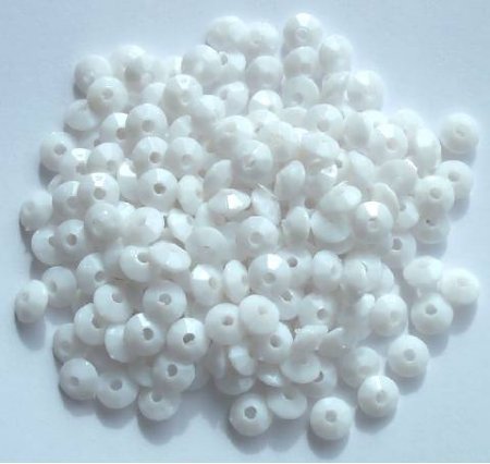 200 3x6mm Faceted Acrylic Rondelle Beads - White