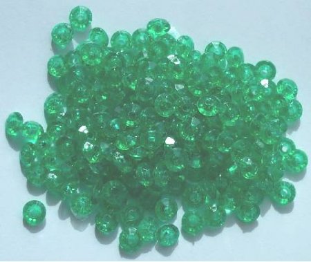 200 3x6mm Faceted Acrylic Rondelle Beads - Transparent Christmas Green