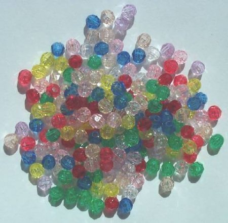100 4mm Acrylic Transparent Faceted Mix