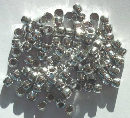 100 4x6mm Metallic Silver Acrylic Crow Beads