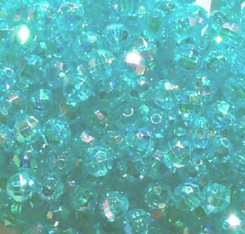 200 6mm Acrylic Faceted Light Turquoise AB