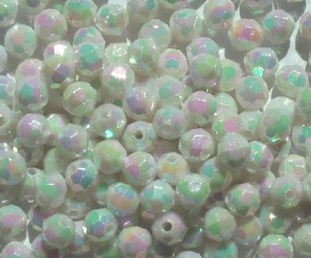 200 6mm Acrylic Faceted White AB