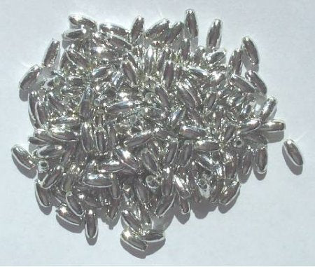 200 6x3mm Acrylic Oval Metallic Silver