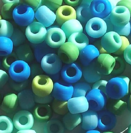 100 6x9mm Matte Opaque Ocean Mix Acrylic Crow Beads