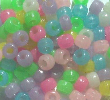 100 6x9mm Multi Glow Crow Beads