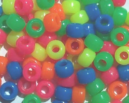 100 6x9mm Neon Mix Acrylic Crow Beads