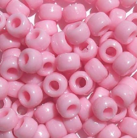 100 6x9mm Opaque Light Pink Acrylic Crow Beads