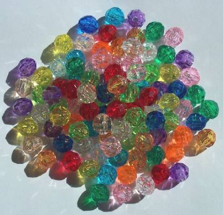 100 8mm Acrylic Transparent Faceted Mix