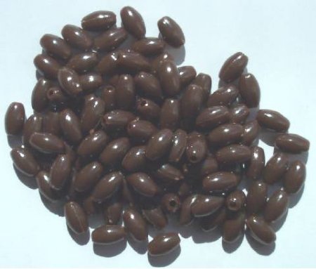 100 9x6mm Acrylic Opaque Chocolate Ovals