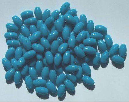 100 9x6mm Acrylic Opaque Dark Turquoise Ovals