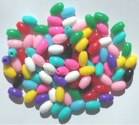 100 9x6mm Acrylic Opaque Oval Mix