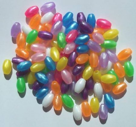 100 9x6mm Acrylic Pearlized Oval Mix