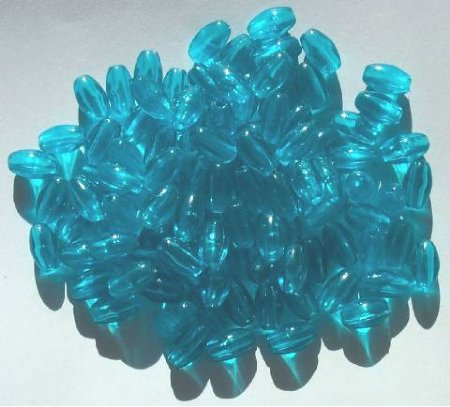 100 9x6mm Acrylic Transparent Aqua Ovals