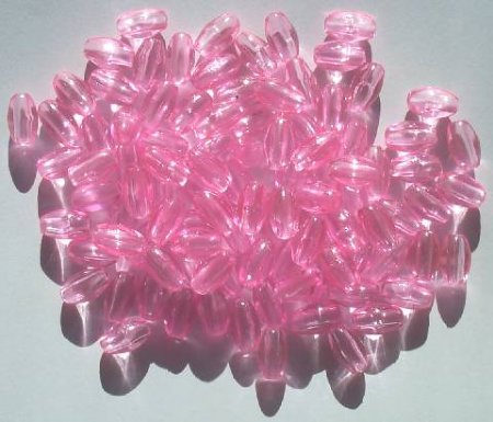 100 9x6mm Acrylic Transparent Pink Ovals