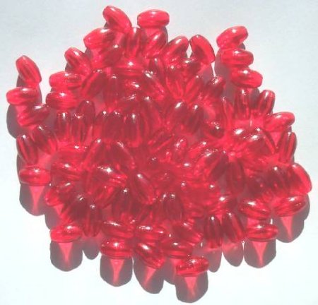 100 9x6mm Acrylic Transparent Red Ovals