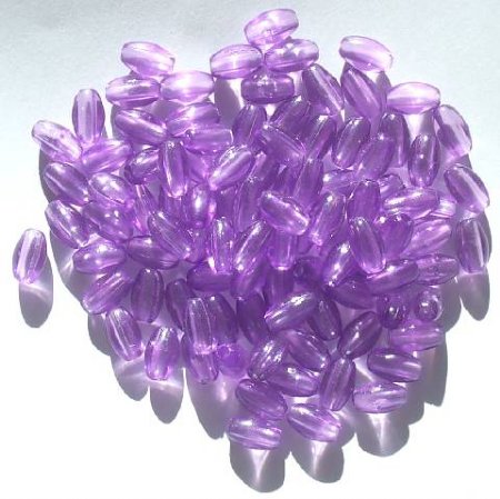 100 9x6mm Acrylic Transparent Violet Ovals