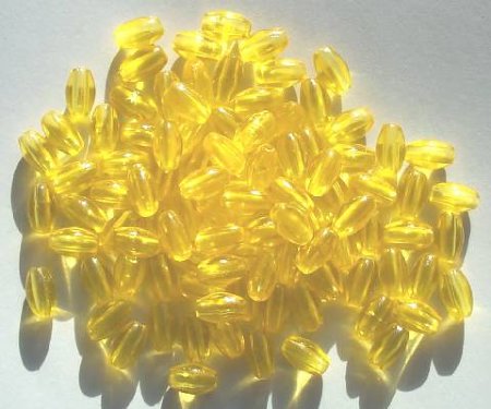 100 9x6mm Acrylic Transparent Yellow Ovals