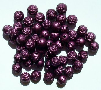50 8mm Acrylic Metalized Matte Dark Purple Rosebuds