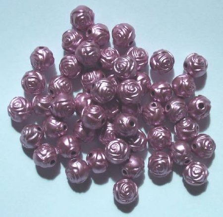 50 8mm Acrylic Metalized Matte Lilac Rosebuds