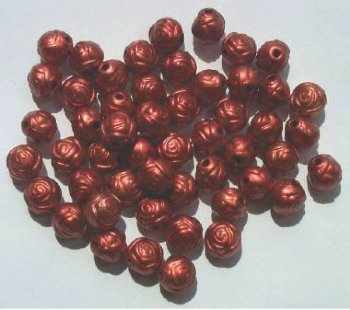 50 8mm Acrylic Metalized Matte Red Rosebuds