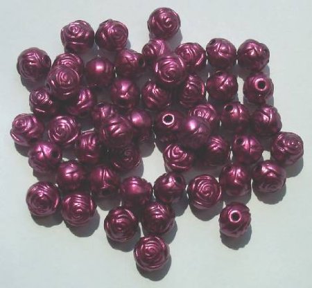 50 8mm Acrylic Metalized Matte Wine Rosebuds