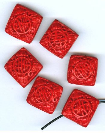 6 16mm Red Cinnabar Small Diamonds