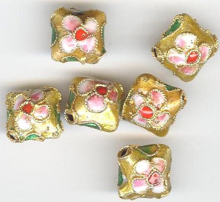 6 11mm Gold Cloisonné Flat Diamonds