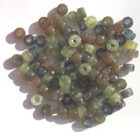100 4x6mm Green Marble Mix Crow Beads