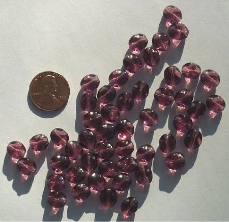 50 8-9mm Dented Twisted Ovals - Amethyst