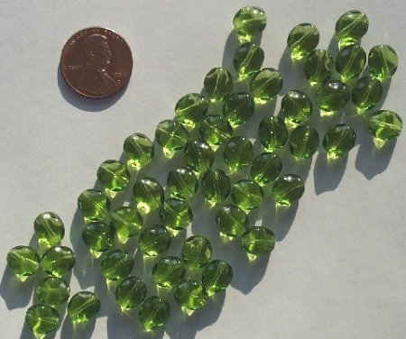 50 8-9mm Dented Twisted Ovals - Olive