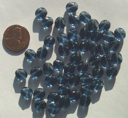50 8-9mm Dented Twisted Ovals - Montana Blue