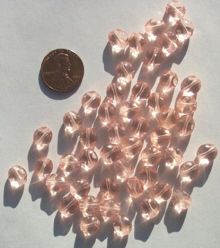 50 8-9mm Dented Twisted Ovals - Rose