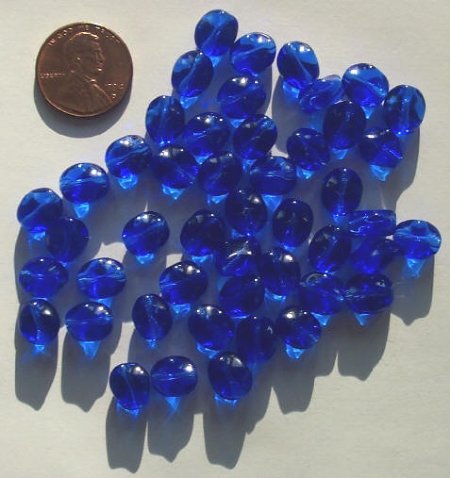 50 8-9mm Dented Twisted Ovals - Sapphire