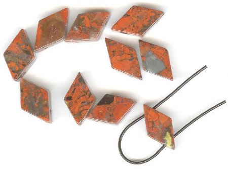10 10x19mm Diamond Two Hole Breciated Jasper