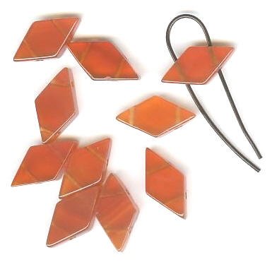 10 10x19mm Diamond Two Hole Carnelian