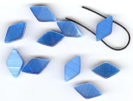 10 10x19mm Diamond Blue Double Holed Fiber Optic