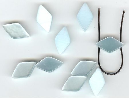 10 10x19mm Diamond Light Icy Blue Double Holed Fiber Optic