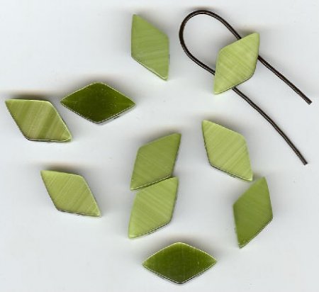 10 10x19mm Diamond Olive Double Holed Fiber Optic