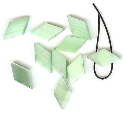 10 10x19mm Diamond Light Green Double Holed Fiber Optic