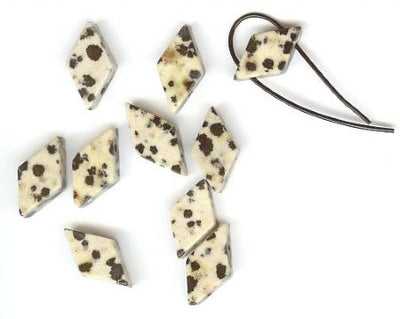 10 10x19mm Diamond Two Hole Dalmatian Jasper