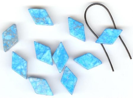 10 10x19mm Diamond Two Hole Howlite Turquoise